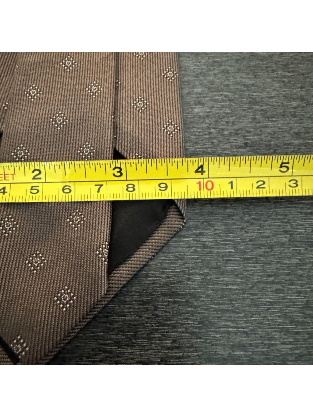 Boss Hugo Boss Patterned Silk Necktie Brown With Geometric Design - Picture 5 of 5